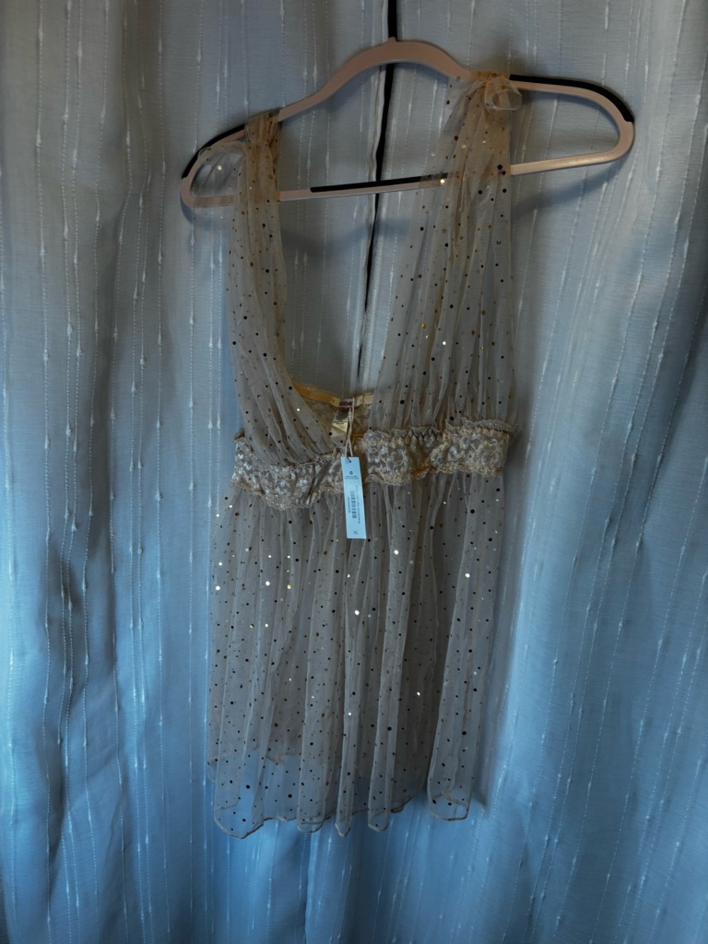 Adore Me Gold Polka Dot Sheer Chemise